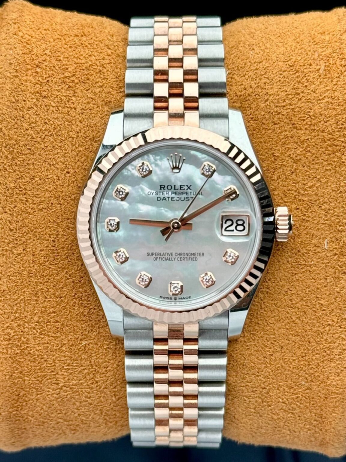 Rolex Datejust 31 Rose Gold & Steel Jubilee MOP Diamond Dial 278271 ...