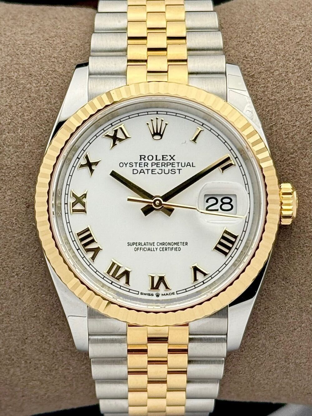 Rolex Datejust 36 Yellow Gold & Steel White Roman Dial 126233 | 2025 | 36mm